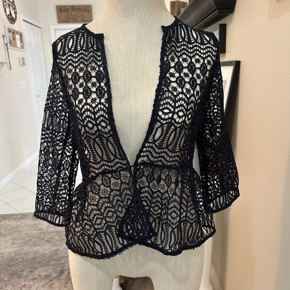 Zara Navy Lace layering piece